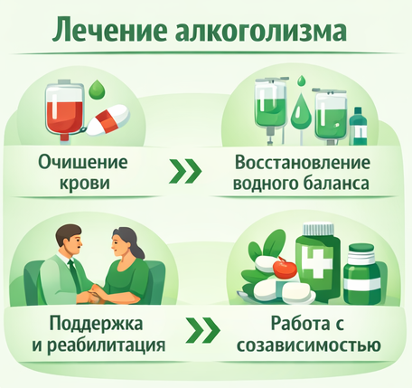 лечение алкоголизма в Симе этапы